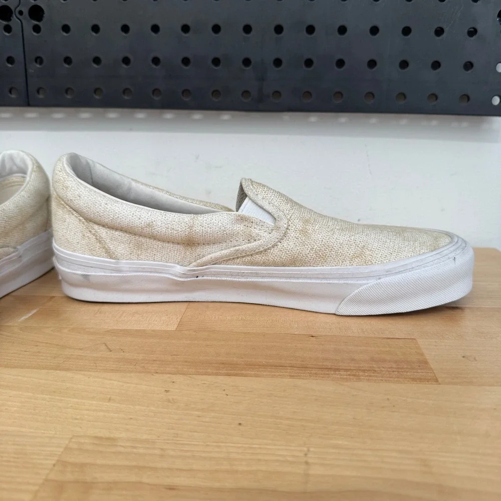 Vans OG Classic Slip-On LX Acid Wash Tan White Sneakers Mens 8 Womens 9.5 507452